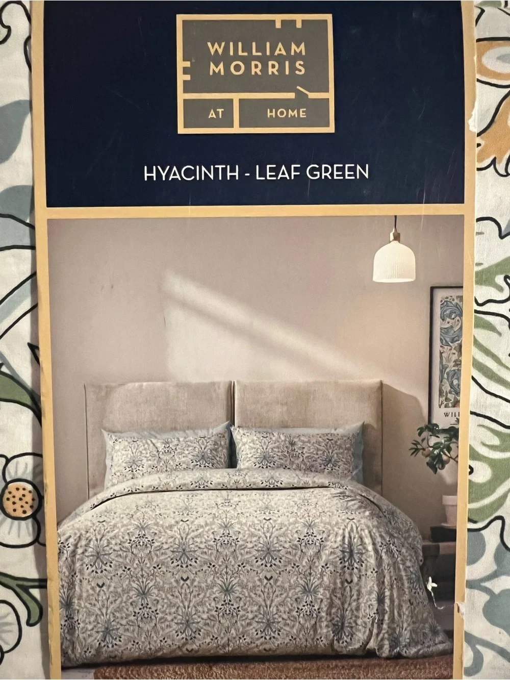 WILLIAM MORRIS Hyacinth  - Leaf Green Cotton Duvet Cover King Size - Brand New